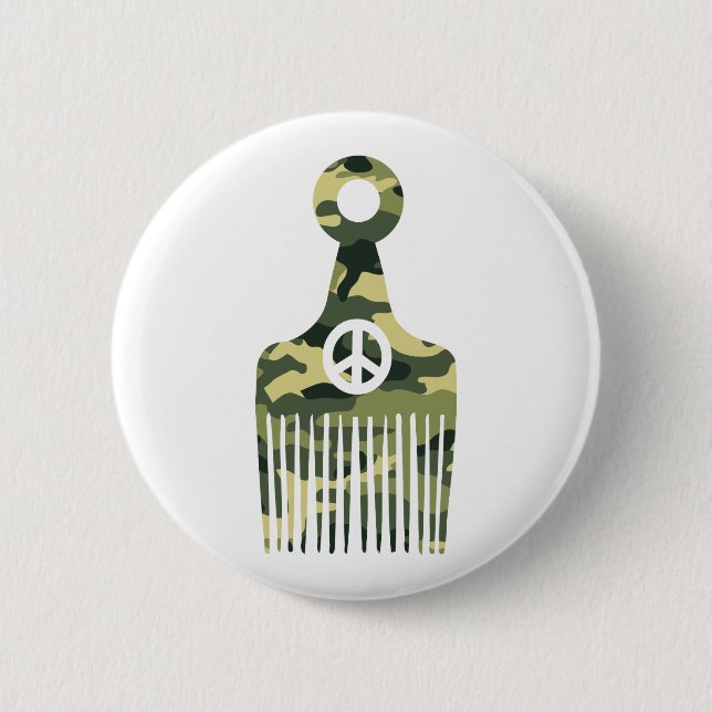 Afro Hair Peace Camouflage Button (Vorderseite)