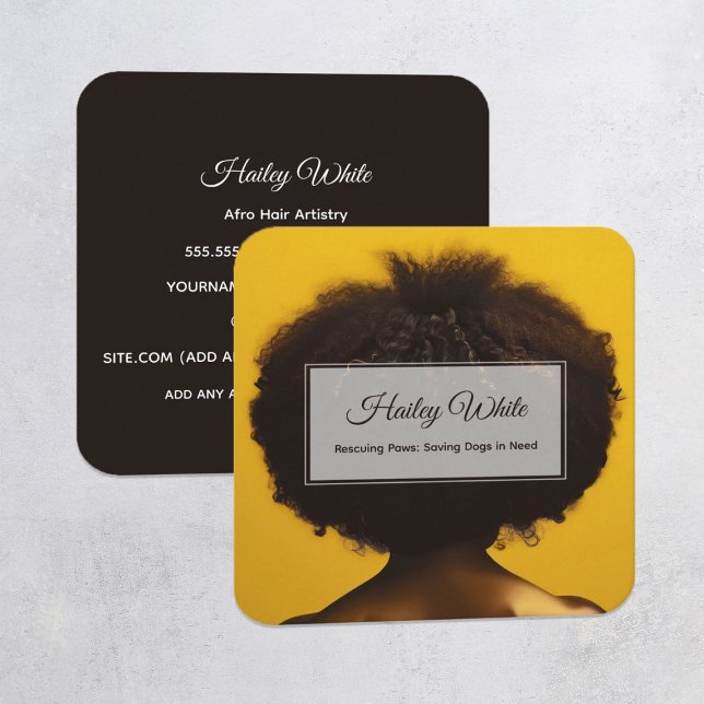 Afro Hair Quadratische Visitenkarte (Afro Hair Cards)