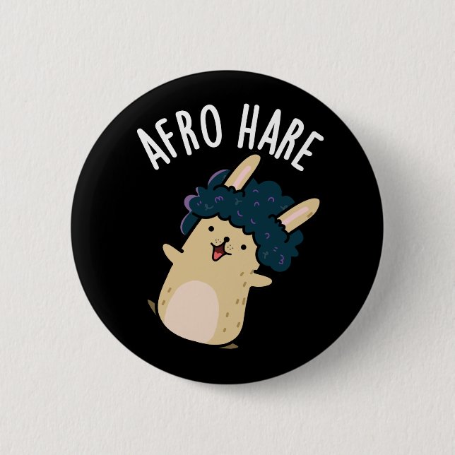 Afro Hare Funny Rabbit mit Afro Puck Dark BG Button (Vorderseite)