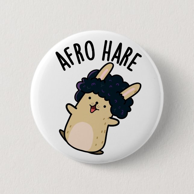 Afro Hare Funny Rabbit mit Afro Puff Button (Vorderseite)