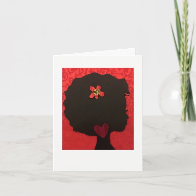 Afro Heart Design Notecard von Alicia L. McDaniel Karte (Vorderseite)