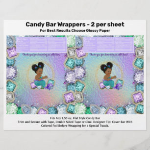 Afro Jewel Mermaid Baby Shower Candy Bar Wrappers Flyer