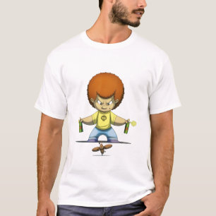 Afro-Käferjäger-Cartoon-Spray-Design. T-Shirt