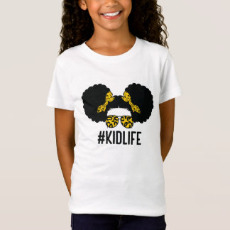 Afro Kid Life Puff Hair Messy Bun Leopard Shirt. T-Shirt