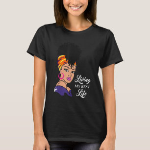 Afro Lady Woman Black T-Shirt