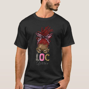 Afro Leopard Unordentliche Dutt Frisur Brille Loc T-Shirt