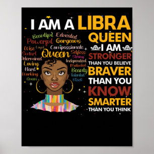 Afro Libra Königin September August Virgo Zodiac Poster