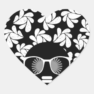 Afro Liebe Black & White Herz-Aufkleber