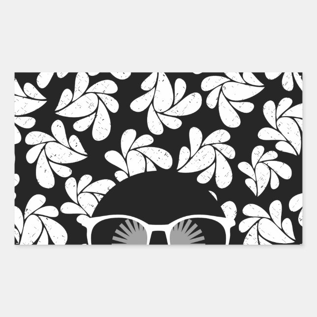 Afro Liebe Black & White Rechteckiger Aufkleber (Vorderseite)