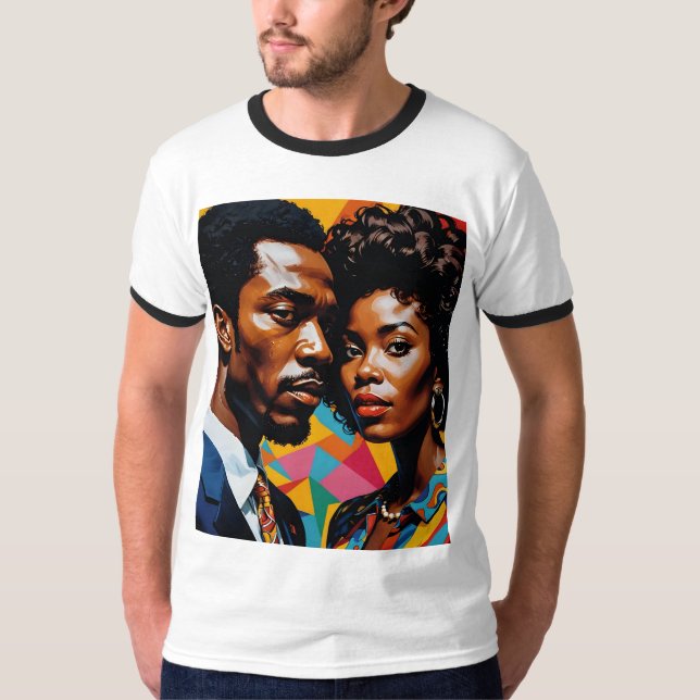 Afro Liebe Retro Power Couple T - Shirt (Vorderseite)