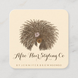 Afro Lockige Haare Mädchen Lady Friseurin Quadratische Visitenkarte