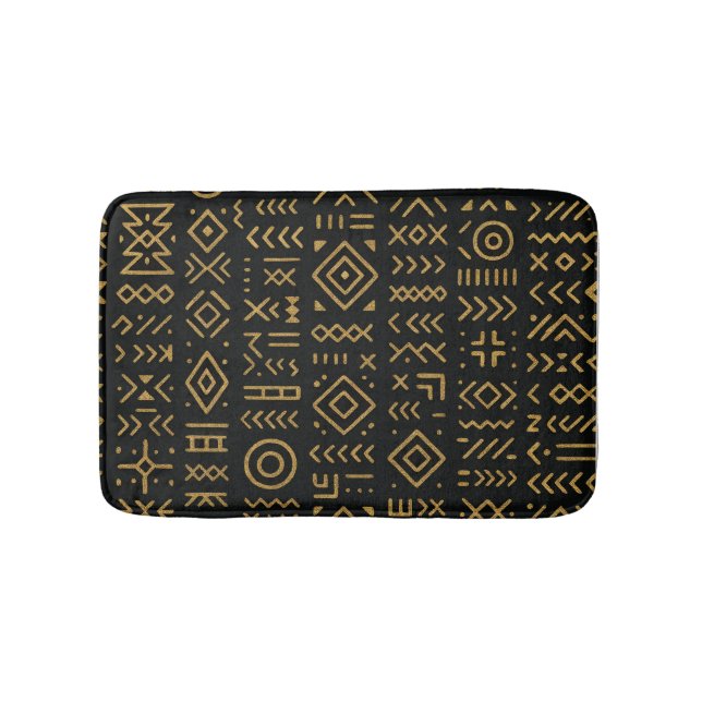 Afro Luxe Black & Gold Tribal Badematte (Vorderseite)