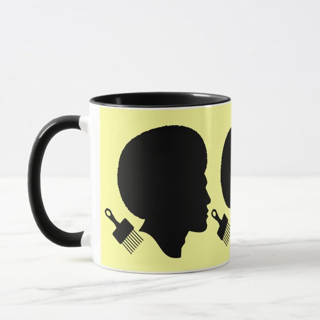 AFRO MAN SILHOUETTE UND SEIN AFRO PICK TASSE (Links)