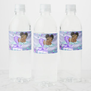 Afro Meerjungfrau-Baby-Shower-Wasserflaschen-Etike Wasserflaschenetikett