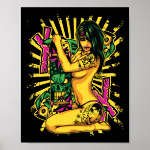 Afro Men's Woman Sticker Poster