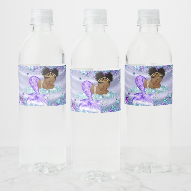 Afro Mermaid Baby Dusche Wasserflaschen Etiketten (Flaschen)
