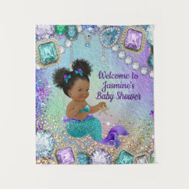 Afro Mermaid Baby Showbanner Wandteppich