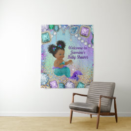 Afro Mermaid Baby Shower Banner Hintergrund Wandteppich