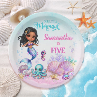 Afro mermaid Birthday Party - Under the Sea Splish Pappteller