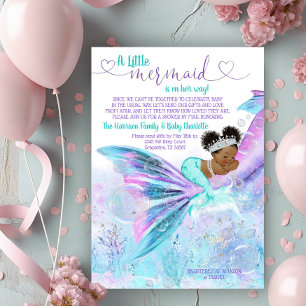 Afro Mermaid Mail Baby Shower Einladung