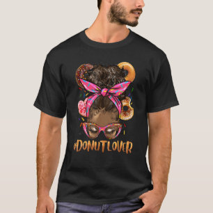 Afro Messy Bun Donut Black Womens Retro Niedlich T-Shirt