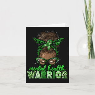 Afro Messy Bun Leopard Green Ribbon psychische Ges Karte