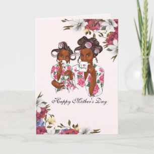 Afro Mother and Daughter Day Card Dankeskarte