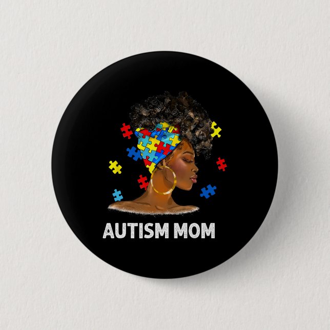 Afro Mother Autism Awaren Button (Vorderseite)
