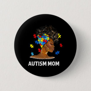 Afro Mother Autism Awaren Button