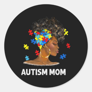 Afro Mother Autism Awaren Runder Aufkleber