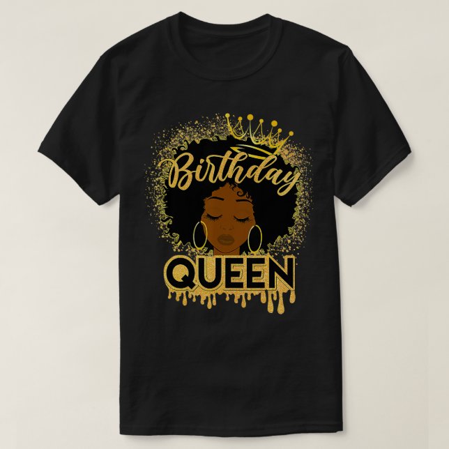 Afro Natural Hair Melanin Girl Black Women Birthda T-Shirt (Design vorne)