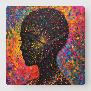 Afro Nebula Flüstern – Black History Feier Quadratische Wanduhr