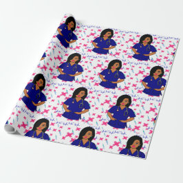 Afro Nurty Caregiver LPN RN Black Wrapping Paper Geschenkpapier