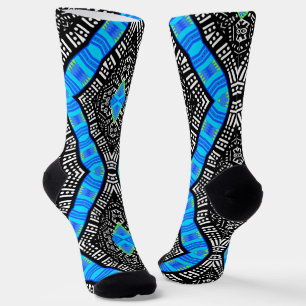 Afro Pop farbenfrohe schwarz-blaue Kente Socken