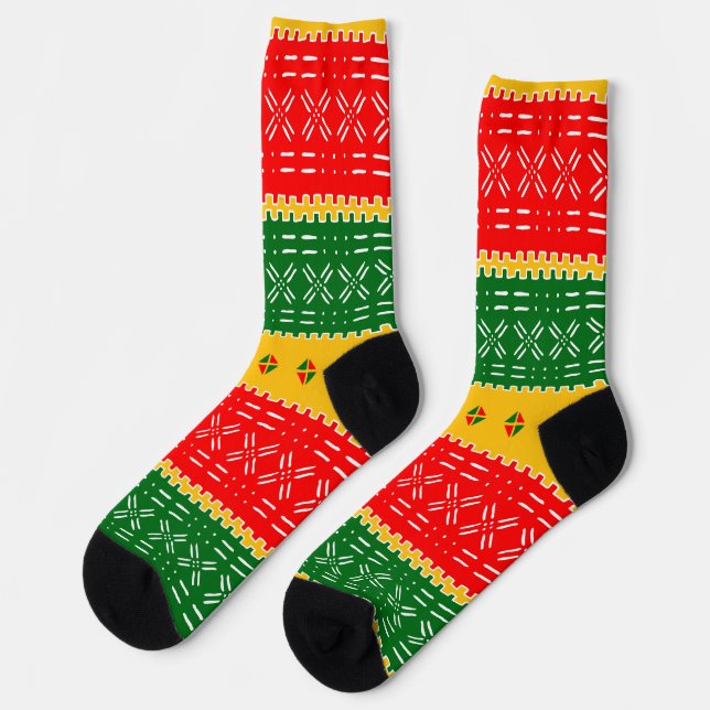 Afro-Pop farbenfroher Mudcloth-Designer-Druck Socken (Linkes Detail)