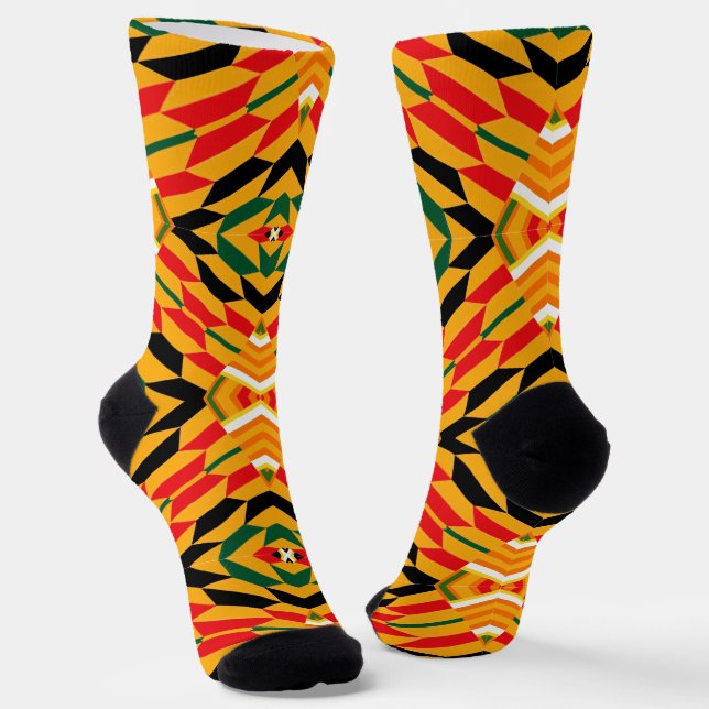 Afro Pop Kairo Kente Druck Socken (Gewinkelt)
