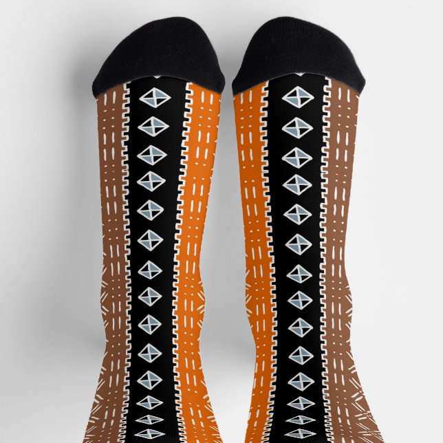 Afro-Pop-Moderne-Mudcloth-Socken Socken (Oben)
