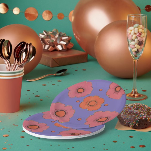 Afro Poppies Pappteller (Multi)