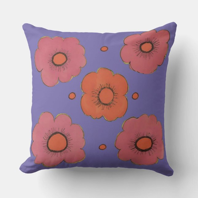 Afro Poppies Square Throw Kissen (Vorderseite)