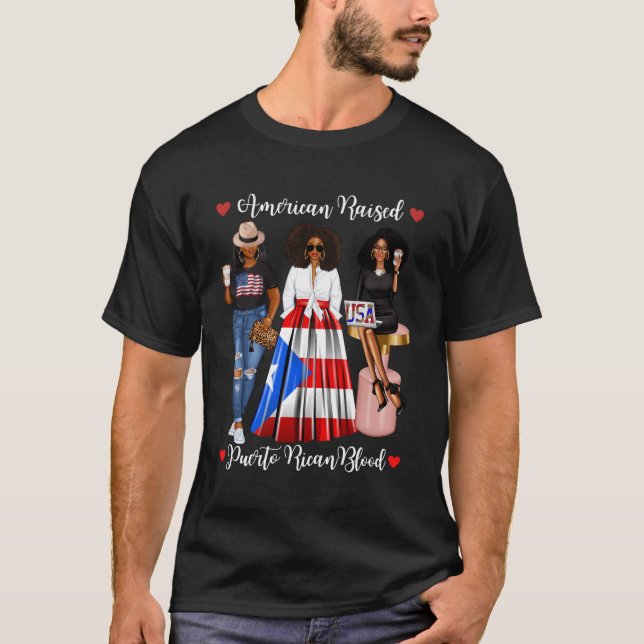 Afro Puerto Rico Amerikaner Geboren in Puerto T-Shirt (Vorderseite)