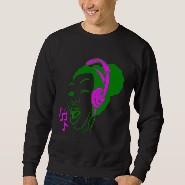 Afro puff  girl singing  for teens and women sweatshirt (Vorderseite)