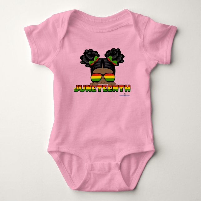 Afro Puff Juneteenth Baby Bodysuit Strampler (Vorderseite)