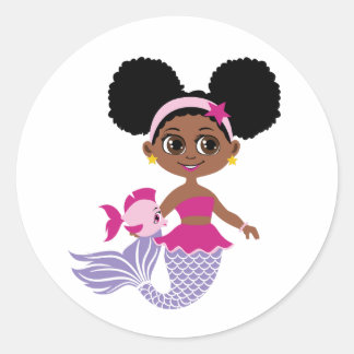 Afro Puff Mermaid Aufkleber für Gastgeschenke