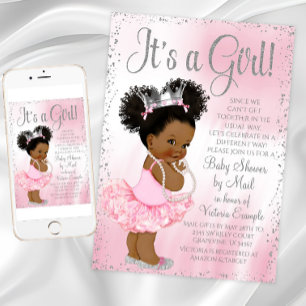Afro-Puff-Prinzessin-Baby-Shower per Post Einladung