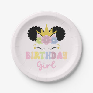 Afro Puff Unicorn Birthday Girl Pappteller