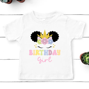 Afro Puff Unicorn Geburtstags Girl Party Outfit Baby T-shirt