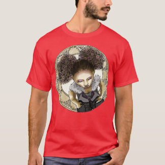 Afro Puff von oben mit Mucha Border Golden Vers T-Shirt
