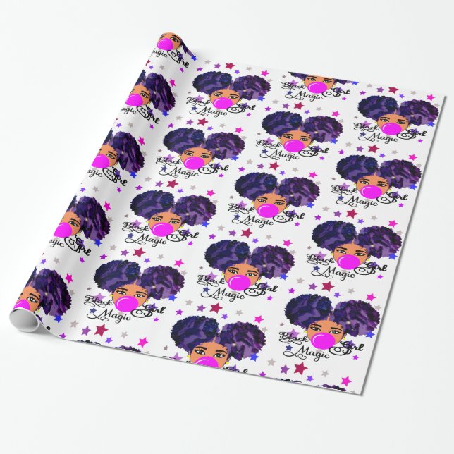 Afro Puffs Girl - Feier Geschenkpapier (Ungerollt)