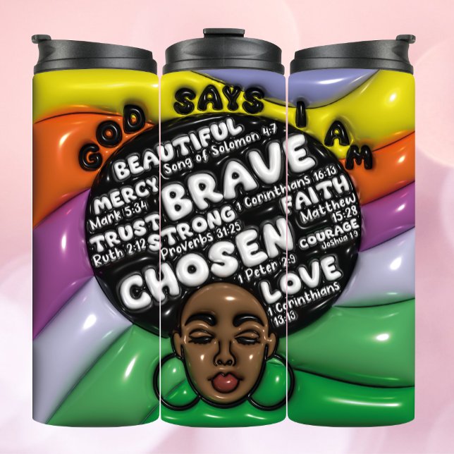 Afro Queen 3D Inflated Tumbler Thermosbecher (Von Creator hochgeladen)