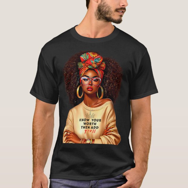 Afro Queen Black Woman African Melanin Black Histo T-Shirt (Vorderseite)